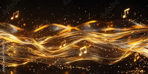 a image of a gold music note with a black background