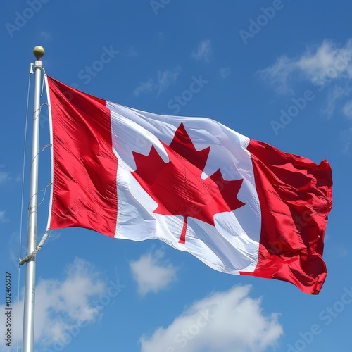 The canada day and wind flying canadian flag