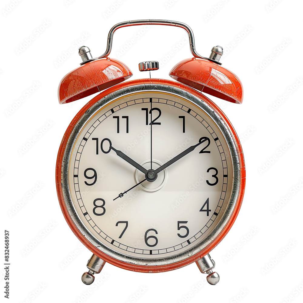 Realistic red alarm clock isolated on transparent background. Realistic red alarm clock isolated on transparent background.