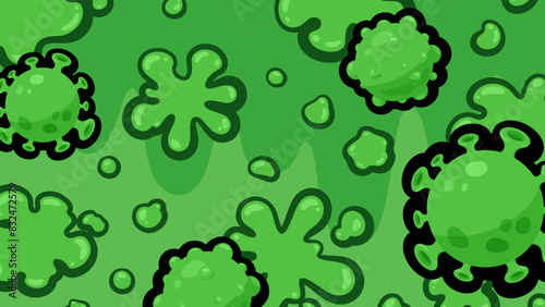 アメコミ風_ウイルスが繁殖するイメージの背景_16:9