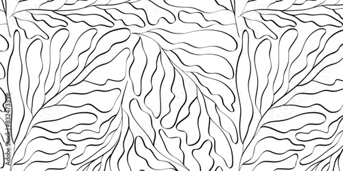 Abstract floral seamless pattern. Hand drawn botanical shapes, tropical leaves modern wallpaper design. Vector texture