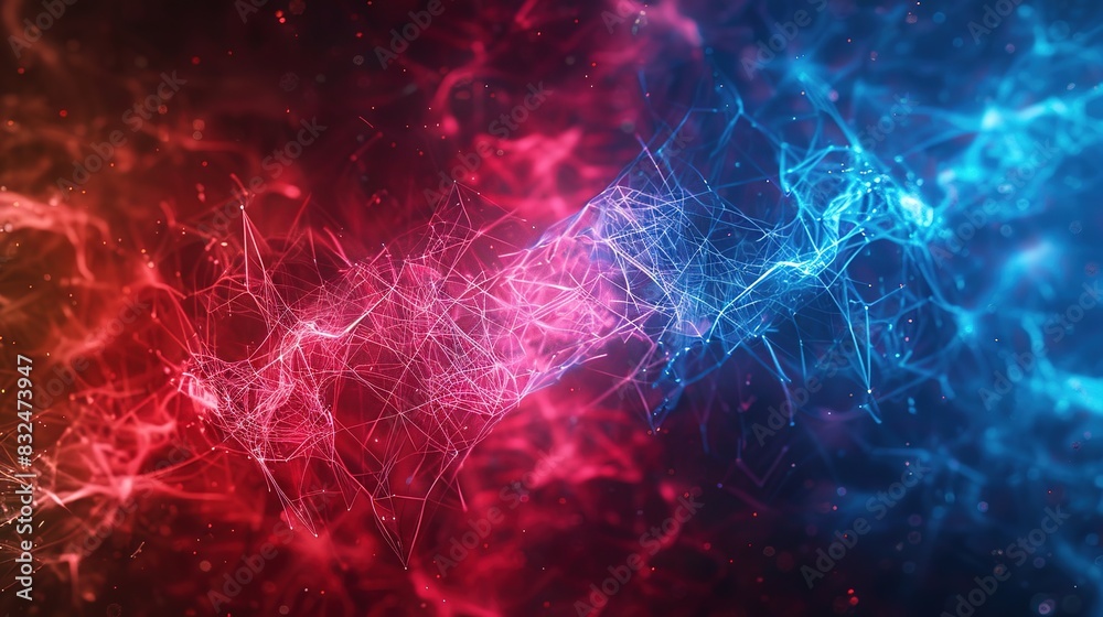 background with neon red and blue lines forming a complex web background with neon red and blue lines forming a complex web