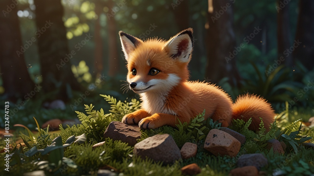 baby red fox in the forest baby red fox in the forest
