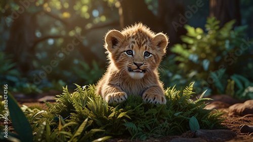 baby lion in the wild