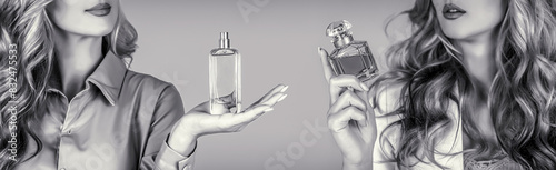 Fotografie Girl holds cosmetics, serum in a vial, applying on hand