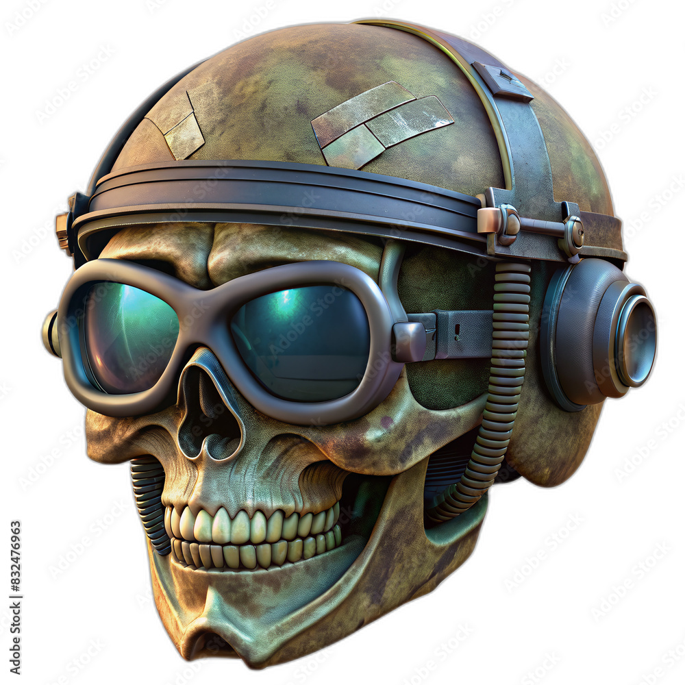 army skull wearing a modern military helmet with night vision goggles setup. army skull wearing a modern military helmet with night vision goggles setup.