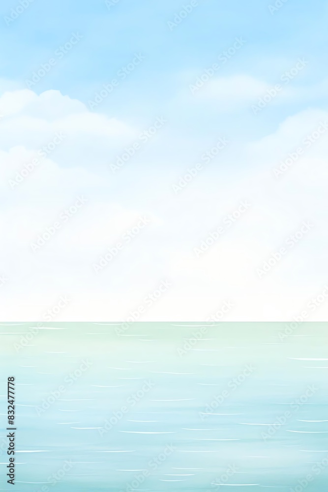 Obraz premium Scenic illustration of a tranquil sea under a clear blue sky with soft clouds. Ideal for themes of relaxation, serenity, and nature.