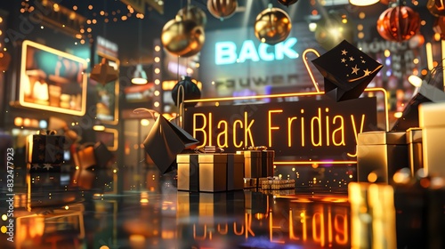 Black friday luxury gold lettering and high-gloss finishing