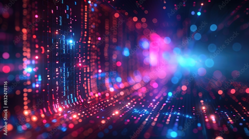 tech background with holographic elements and data streams