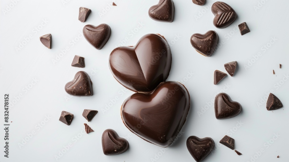 Fototapeta premium Isolated white background heart shaped chocolate