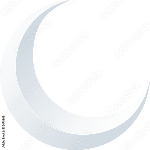 3D silver white crescent moon