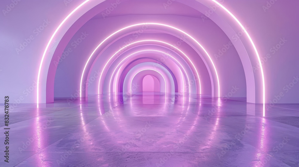 abstract futuristic arch architecture with neon light and concrete floor 3d render abstract futuristic arch architecture with neon light and concrete floor 3d render