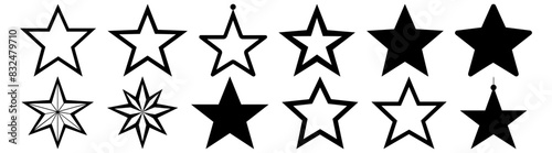 Star christmas tree silhouette set vector design big pack of illustration and icon