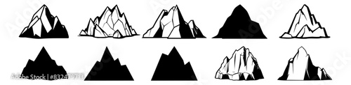 Iceberg silhouettes set, pack of vector silhouette design, isolated background
