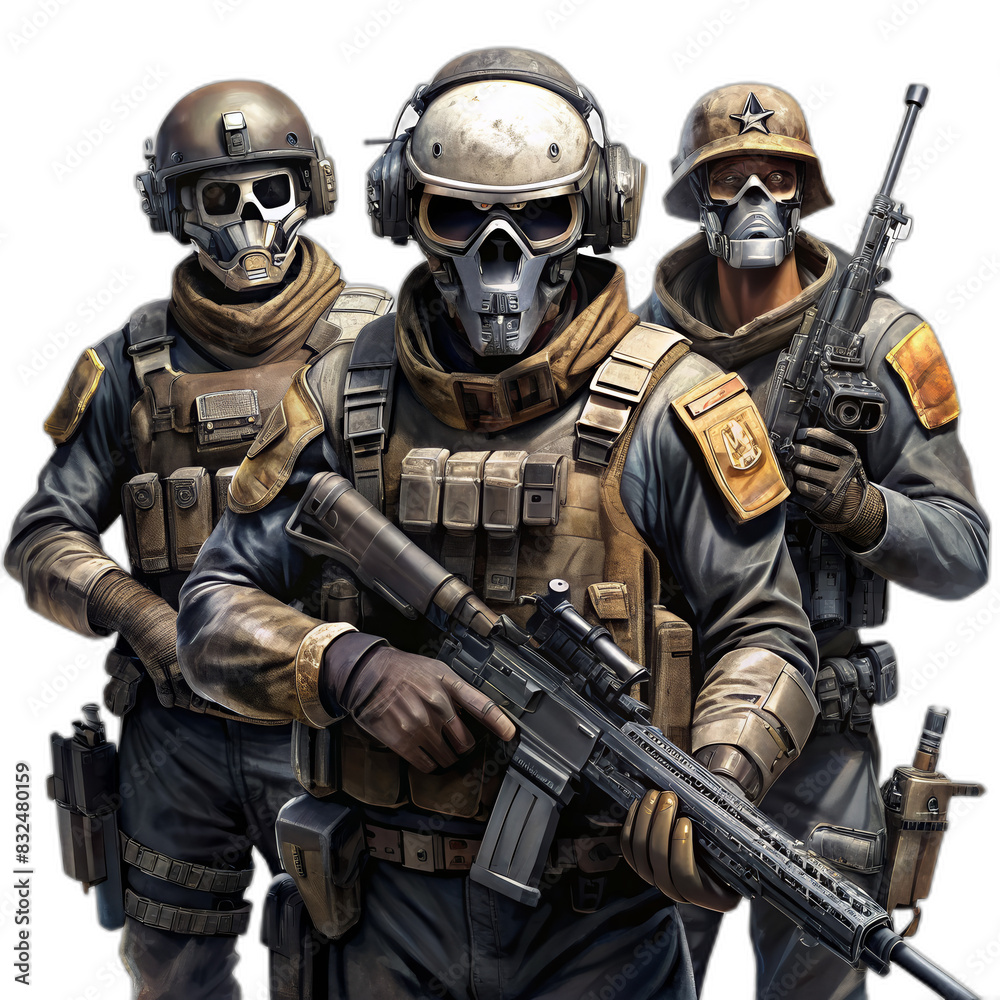 3 skull armys infantry in combat uniform, memorial day concept. 3 skull armys infantry in combat uniform, memorial day concept.
