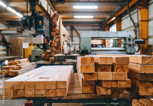 Wallpaper Mural Stacked Wooden Beams in a Workshop Torontodigital.ca