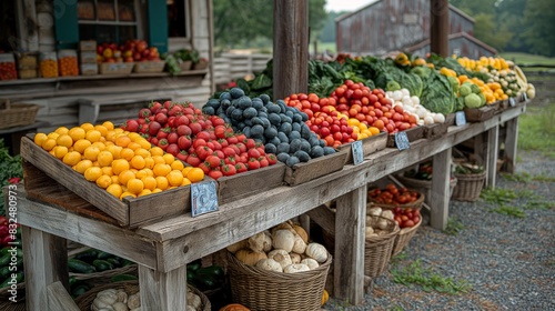 Farmers Market Display with Colorful Vegetables
