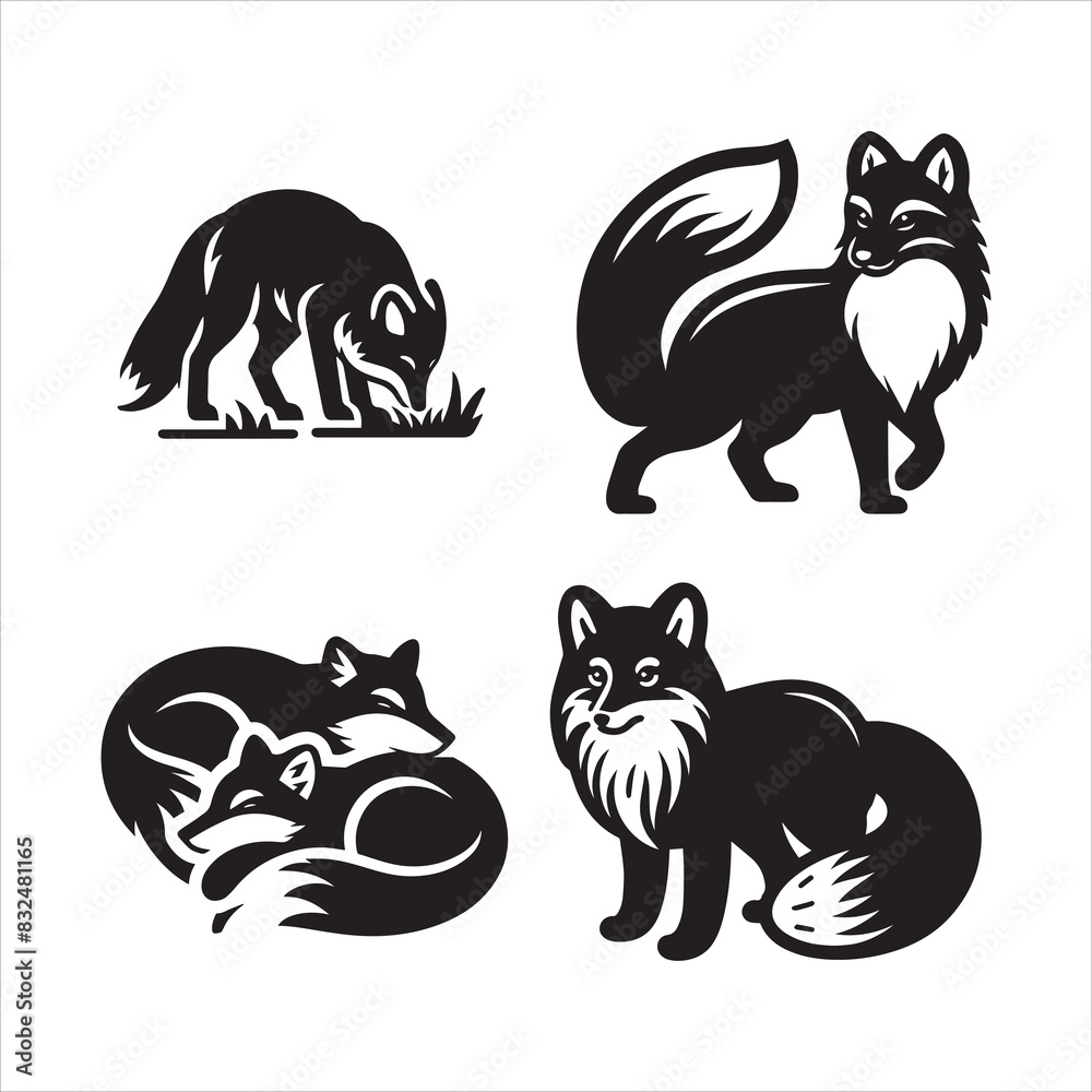 Arctic fox silhouette vector icon graphic logo ai generated design Arctic fox silhouette vector icon graphic logo ai generated design