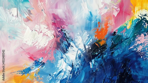 An abstract painting representing the struggle and resilience of cancer patients  with bold  dynamic strokes