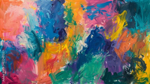 An abstract painting representing the struggle and resilience of cancer patients  with bold  dynamic strokes