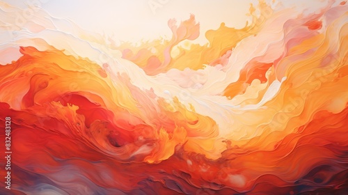 Emotional abstract in red and orange, pain visualized as turbulent waves, vibrant and powerful