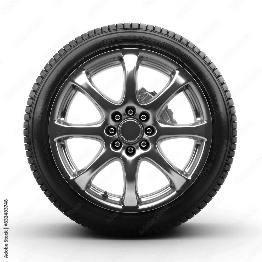 Dicut PNG Style Car Wheel Isolated on White Background with Natural Light