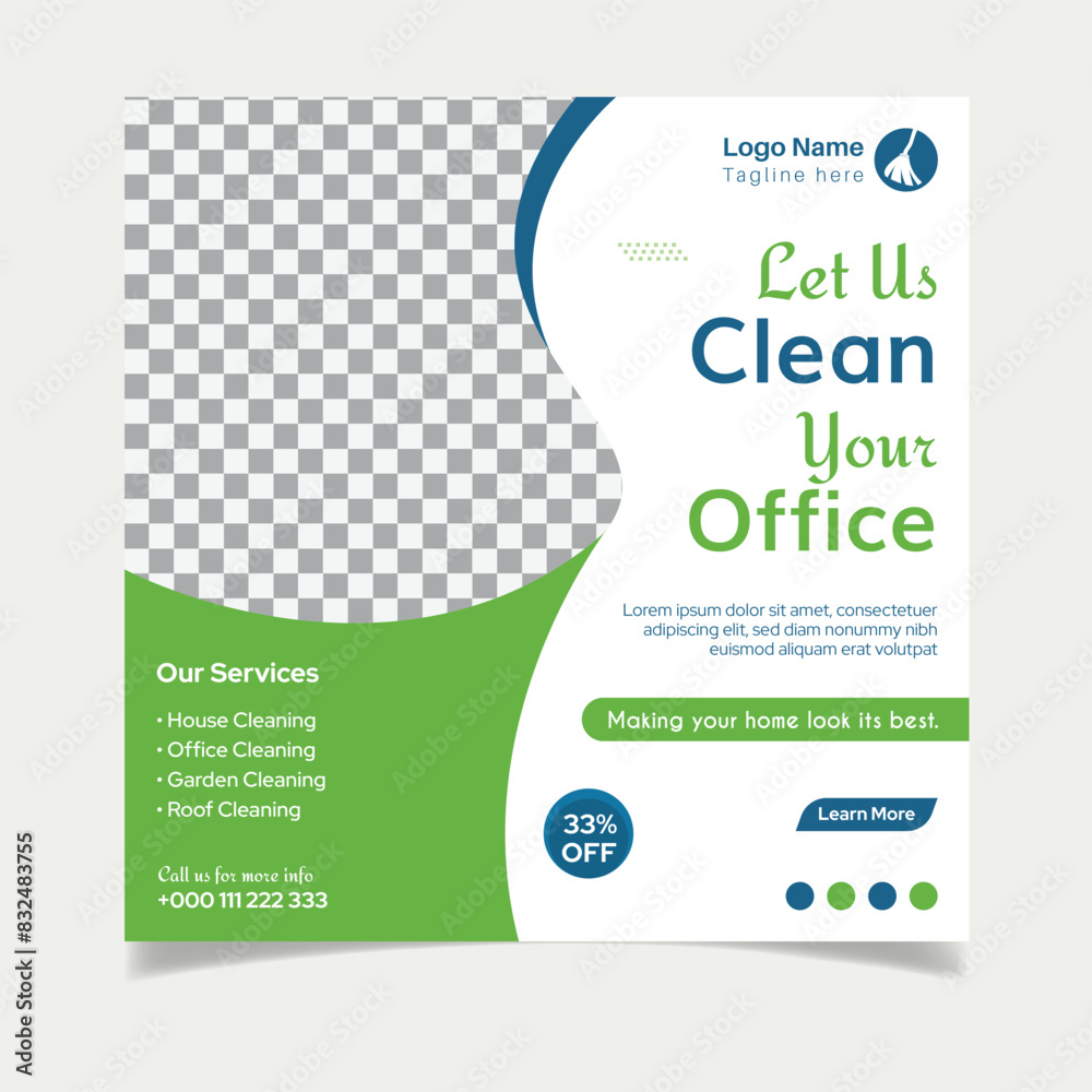 Cleaning service template for social media post design
Cleaning service template for social media post design