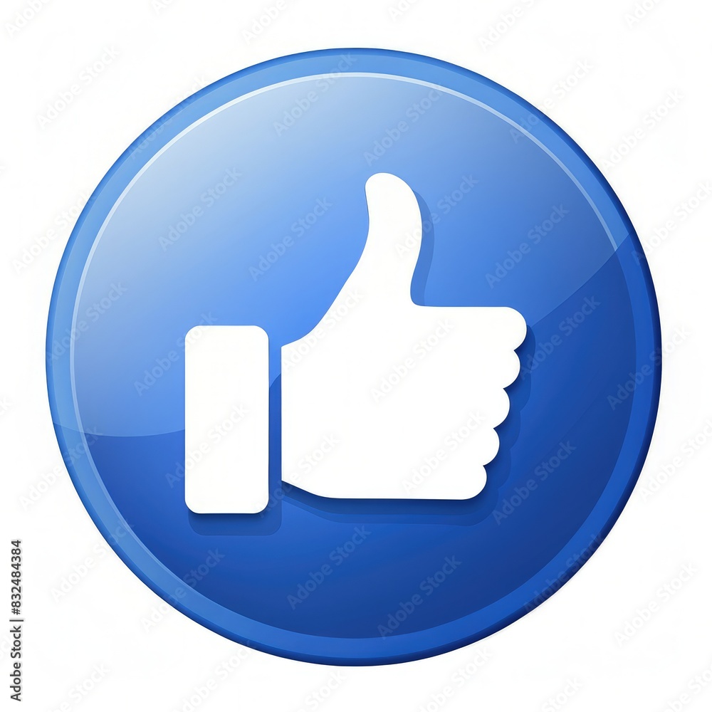 Blue Button With Thumbs Up Icon. Generative AI Blue Button With Thumbs Up Icon. Generative AI