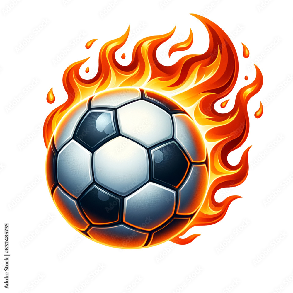 Fototapeta premium soccer ball fire flames