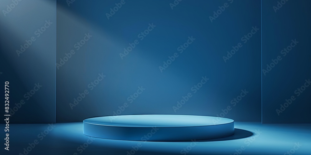 Modern Blue Podium with Round Platform and Cool Lighting Effects Modern Blue Podium with Round Platform and Cool Lighting Effects