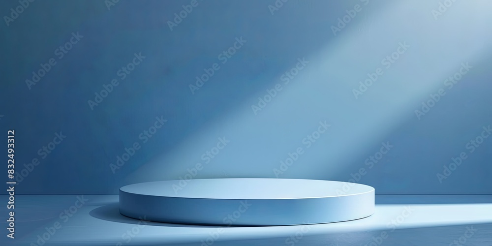 Modern Blue Podium with Round Platform and Cool Lighting Effects Modern Blue Podium with Round Platform and Cool Lighting Effects