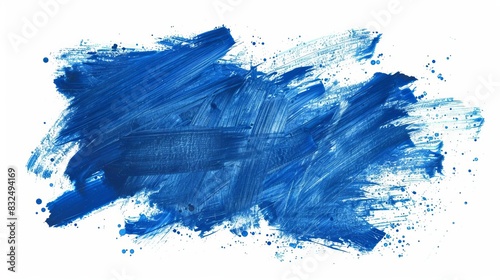 grunge handdrawn scribble hatching in blue wax pastel isolated on white abstract photo photo
