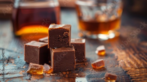 malt whiskey fudge with copy space