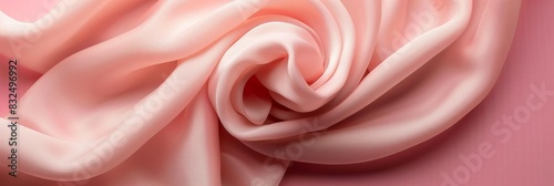 Soft pink background with elegant flowing fabric design in the center of the image