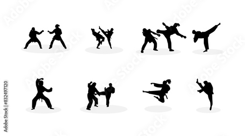vector collection of karate silhouette illustrations
