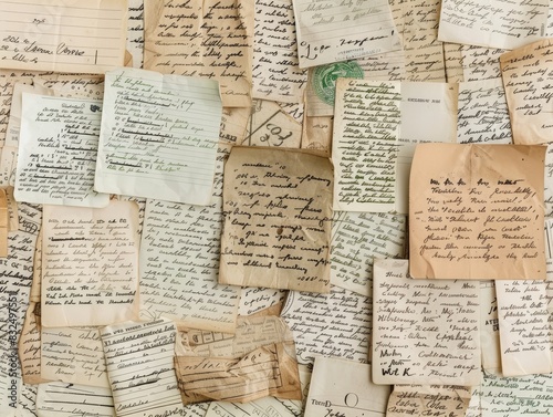 A series of handwritten letters transitioning into typed emails, illustrating the digitization of correspondence generated by AI