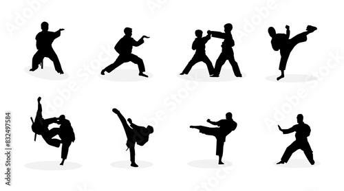 vector collection of karate silhouette illustrations