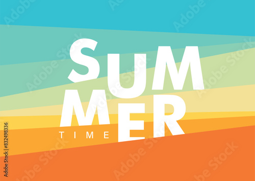 abstract summer time banner, vector illustration with blue and orange colors,template for background,cards,wallpaper