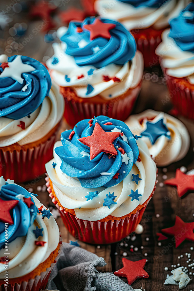 Red White and Blue 4th of July Independence Day Star Cupcakes Red White and Blue 4th of July Independence Day Star Cupcakes