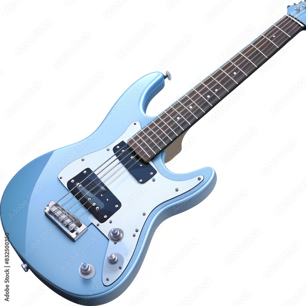 Blue Guitar on White Background. Generative AI Blue Guitar on White Background. Generative AI