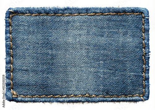 Blue Denim Fabric With Stitched Edge. Generative AI photo