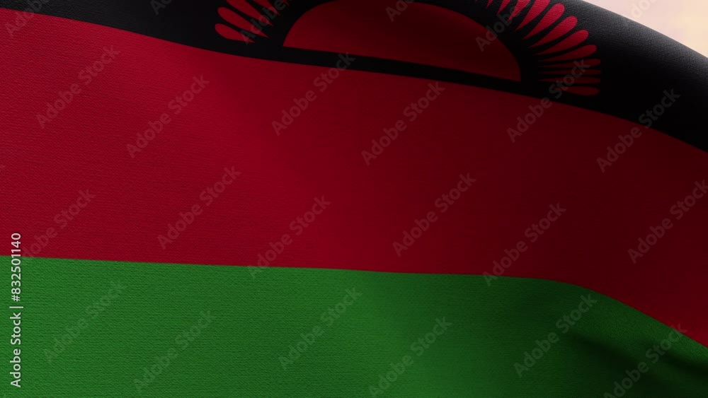 Malawi Independence Day Flag Waving at Sunset