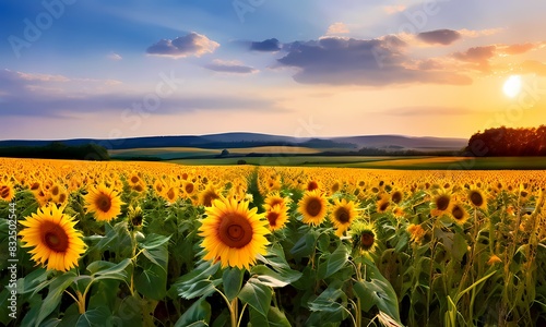 Yellow sunflowers in summer countryside  AI Generated