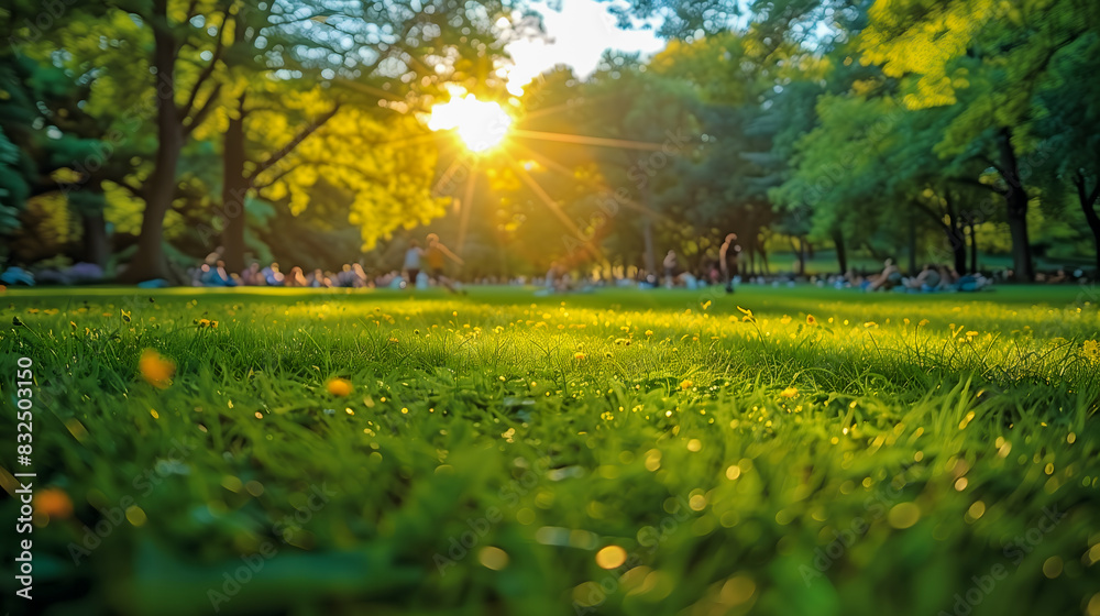 a lush green park with the sun setting or rising in the background, casting a warm glow and creating long shadows on the grass, making it a scene that highlights nature’s beauty in an urban setting a lush green park with the sun setting or rising in the background, casting a warm glow and creating long shadows on the grass, making it a scene that highlights nature’s beauty in an urban setting