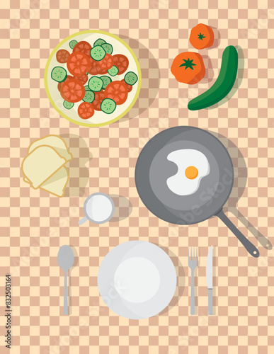 Simple morning breakfast illustration