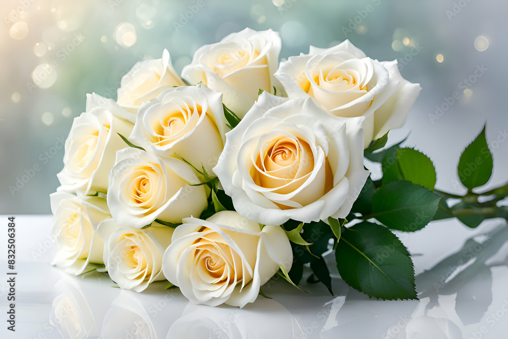Obraz premium rose flowers blurred bokeh background created using generative AI tools 