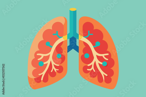 of human lungs, done in bright colors and detailing the anatomy. This is an interesting image that creatively contrasts the effects of healthy and unhealthy environments on human lungs.