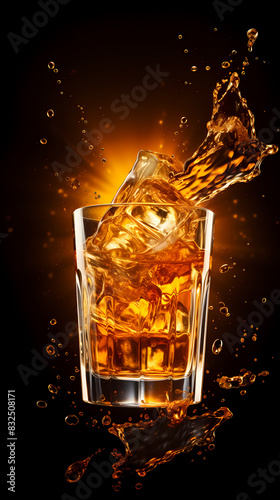 A glass of whiskey on the rocks