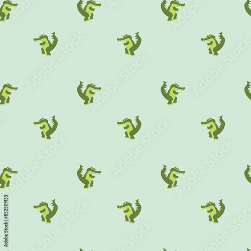 Cute crocodile animals seamless pattern background © ZOCOAYA