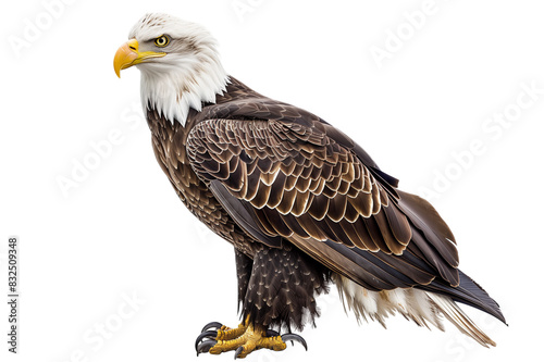 Majestic Bald Eagle with Detailed Feathers, Isolated on Transparent Background, PNG photo